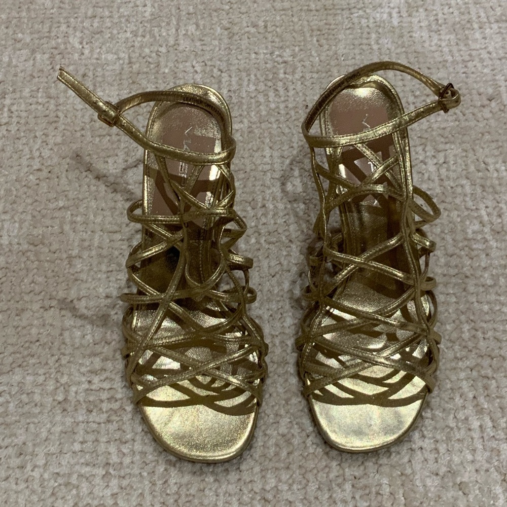 Via Spiga Gold Strappy Heels